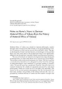 Notes on Hume's Views in German Material Ethics