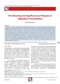 The Meaning and Significance of Dispute on Objectless Presentations