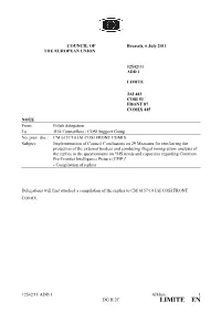 Analysis of the Replies to the Questionnaire on "MS Needs and Capacities Regarding Common Pre-Frontier Intelligence Picture (CPIP)" - Compilation of Replies
