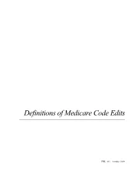 Definitions of Medicare Code Edits