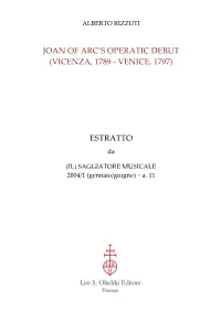Joan of Arc's Operatic Debut