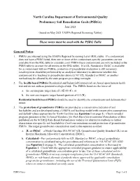Preliminary Soil Remediation Goals (PSRG) Table