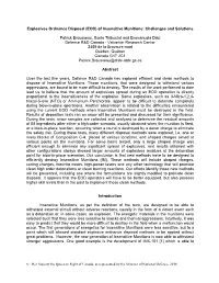 Explosives Ordnance Disposal (EOD) of Insensitive Munitions: Challenges and Solutions
