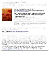 Journal of Aquatic Animal Health Improvements Are Needed in Reporting of Accuracy Studies for Diagnostic Tests Used for Detectio