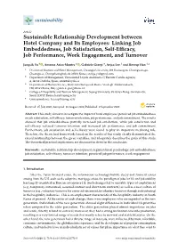 Linking Job Embeddedness, Job Satisfaction, Self-Eﬃcacy, Job Performance, Work Engagement, and Turnover
