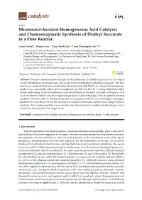 Microwave-Assisted Homogeneous Acid Catalysis and Chemoenzymatic Synthesis of Dialkyl Succinate in a Flow Reactor