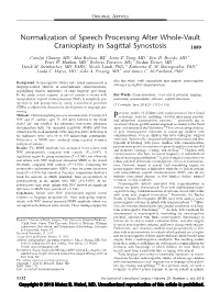 Normalization of Speech Processing After Whole-Vault Cranioplasty in Sagittal Synostosis 1889