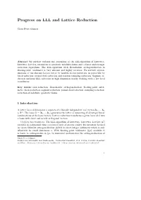 Progress on LLL and Lattice Reduction