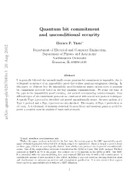 Quantum Bit Commitment and Unconditional Security