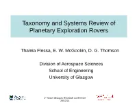 Taxonomy and Systems Review of Planetary Exploration Rovers