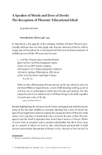 A Speaker of Words and Doer of Deeds: the Reception of Phoenix’ Educational Ideal