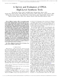 A Survey and Evaluation of FPGA High-Level Synthesis Tools
