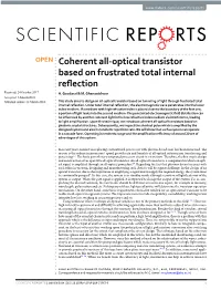 Coherent All-Optical Transistor Based on Frustrated Total Internal Reflection