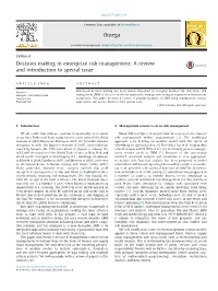 Decision Making in Enterprise Risk Management a Review And