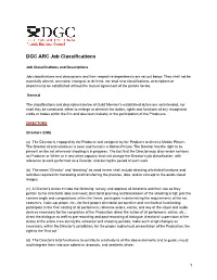 DGC ARC Job Classifications