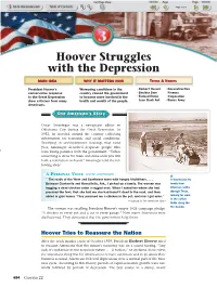 Hoover Struggles with the Depression