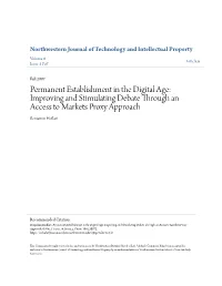 Permanent Establishment in the Digital Age: Improving and Stimulating Debate Through an Access to Markets Proxy Approach Benjamin Hoffart