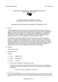 Proposal for Amendment of Appendix I Or II for CITES Cop16