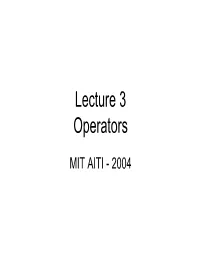 Lecture 3 Operators