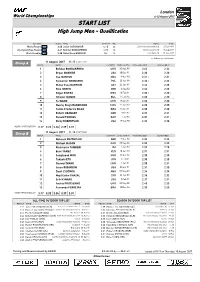 START LIST High Jump Men - Qualification