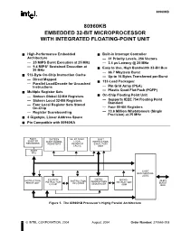 80960Kb Embedded 32-Bit Microprocessor with Integrated Floating-Point Unit