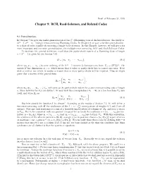 Chapter 9: BCH, Reed-Solomon, and Related Codes