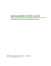 Managers Who Lead: a Handbook for Improving Health Services