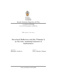 Structural Reflection and the Ultimate L As the True, Noumenal Universe Of