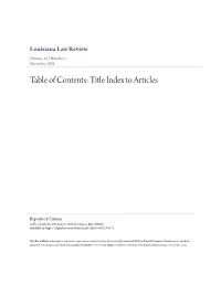 Table of Contents: Title Index to Articles