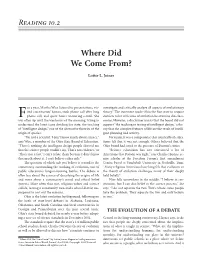 Where Did We Come From?