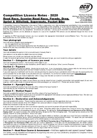 Competition Licence Notes
