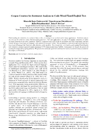 Corpus Creation for Sentiment Analysis in Code-Mixed Tamil-English Text