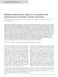 Motility-Related Actinin Alpha-4 Is Associated with Advanced And