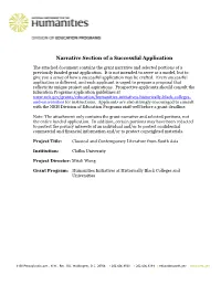 Narrative Section of a Successful Application
