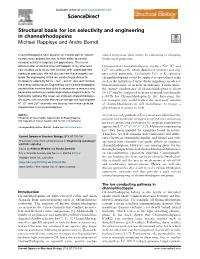 Structural Basis for Ion Selectivity and Engineering in Channelrhodopsins Rappleye and Berndt 177