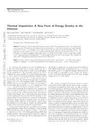 Thermal Unparticles: a New Form of Energy Density in the Universe