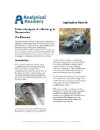 Application Note #5 Failure Analysis of a Motorcycle Suspension