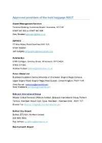 Approved Providers of the Hold Baggage NXCT