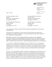 April 15, 2020 the Honorable Nancy Pelosi Speaker U.S. House Of