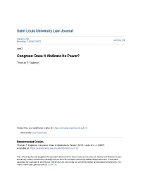 Congress: Does It Abdicate Its Power?