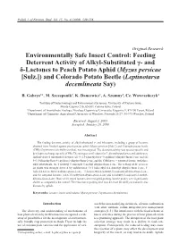 Environmentally Safe Insect Control: Feeding Deterrent Activity of Alkyl