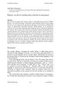 Fluency: an Aim in Teaching and a Criterion in Assessment