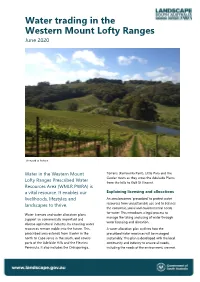 Water Trading in the Western Mount Lofty Ranges