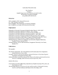 1 Curriculum Vitae (Selected) Nan Goodman Professor English Department and Prog