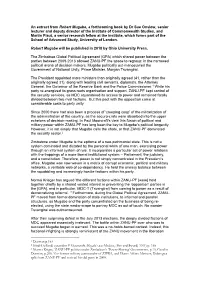 An Extract from Robert Mugabe, a Forthcoming Book by Dr Sue Onslow