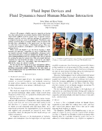 Fluid Input Devices and Fluid Dynamics-Based Human-Machine Interaction