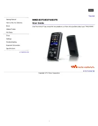 NWZ-E370 Series | WALKMAN User Guide