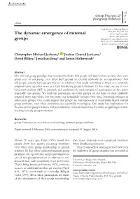The Dynamic Emergence of Minimal Groups
