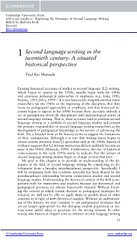 1 Second Language Writing in the Twentieth Century: a Situated Historical Perspective