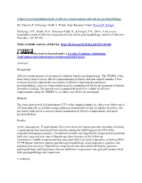 A Three-Year Longitudinal Study of Affective Temperaments and Risk for Psychopathology
